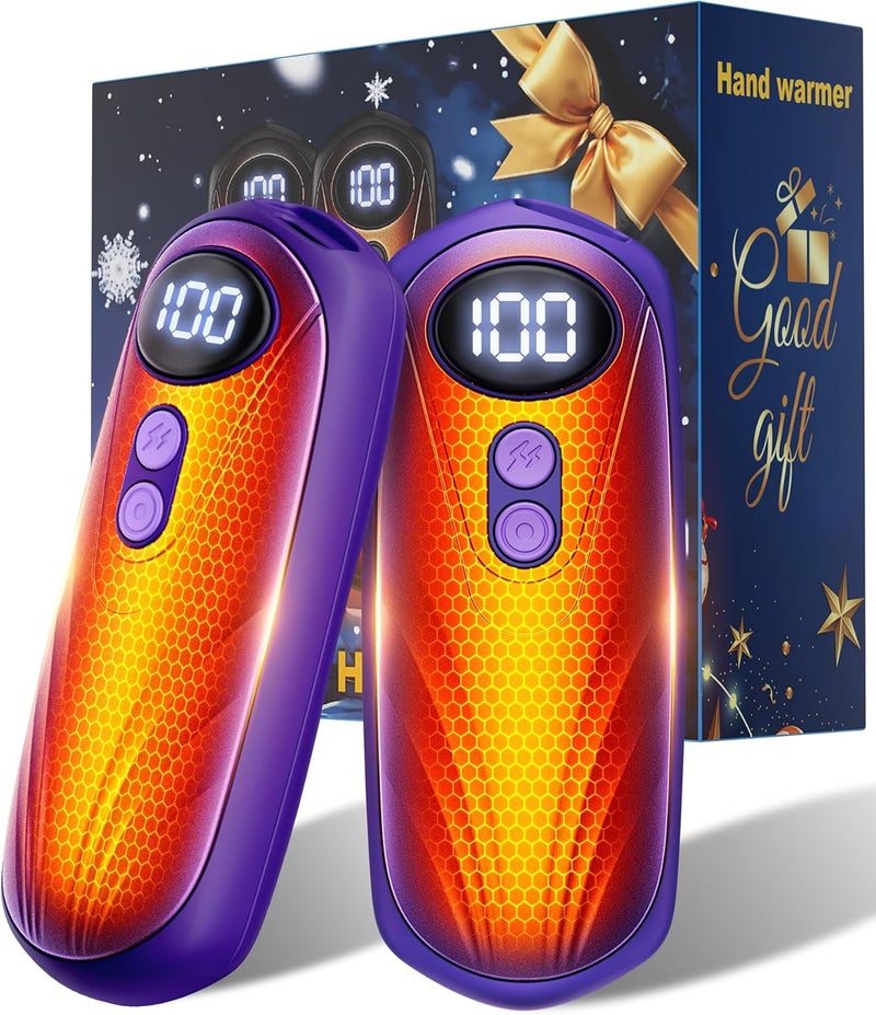 Funaudio Hand Warmers Rechargerable 2 Pack - 6000mAh Electric AI Handwarmers with LED Display, 5-Level, 2 in 1 Portable Heater, Warm Gifts for Women/Men/Golf/Camping/Hunting/Travel/Outdoor/Indoor - Image 1